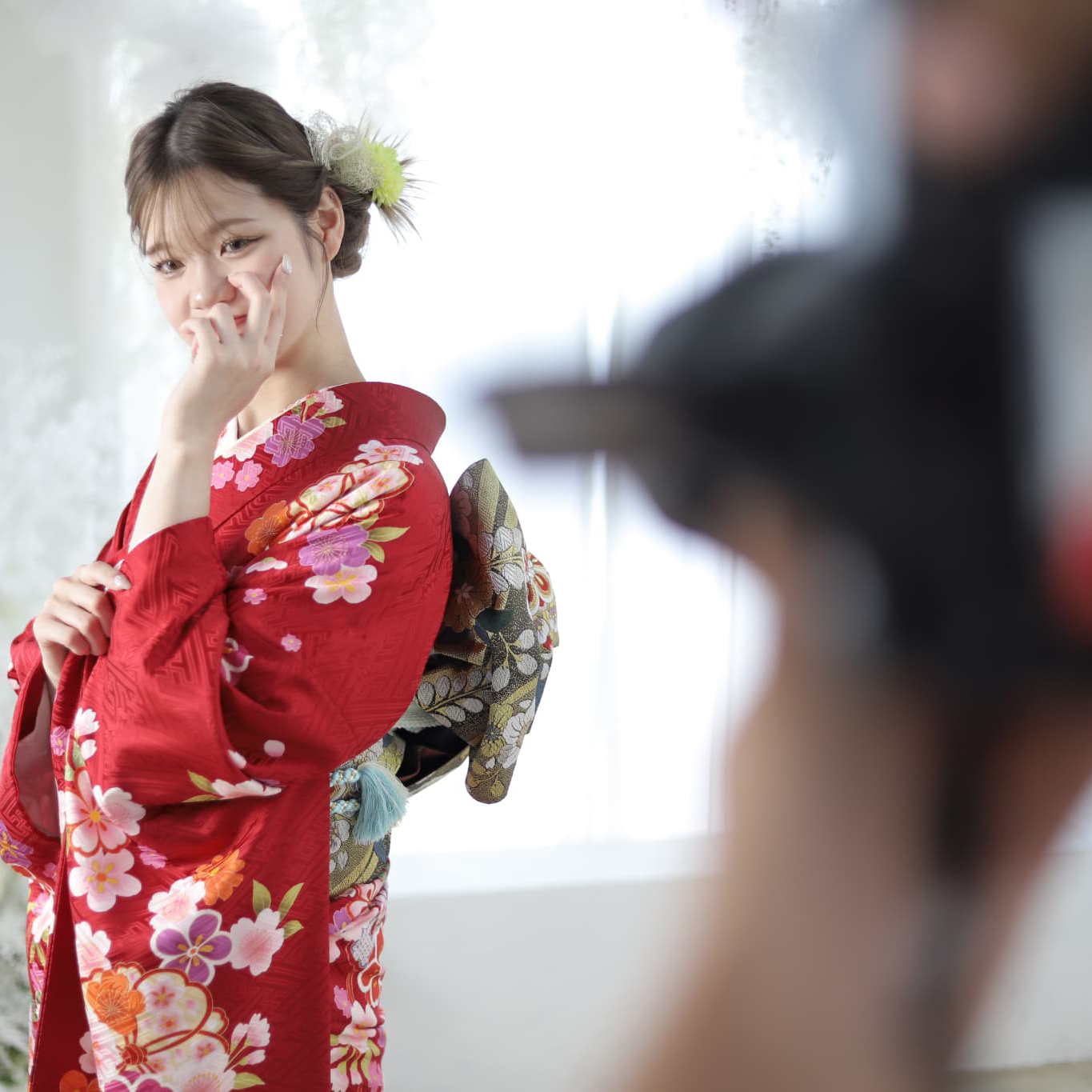 広陵町・香芝市・上牧町の成人式_フォトスタジオワタナベ(渡辺写真館)真美ヶ丘店_振袖_スタジオ撮影_撮影風景_写真